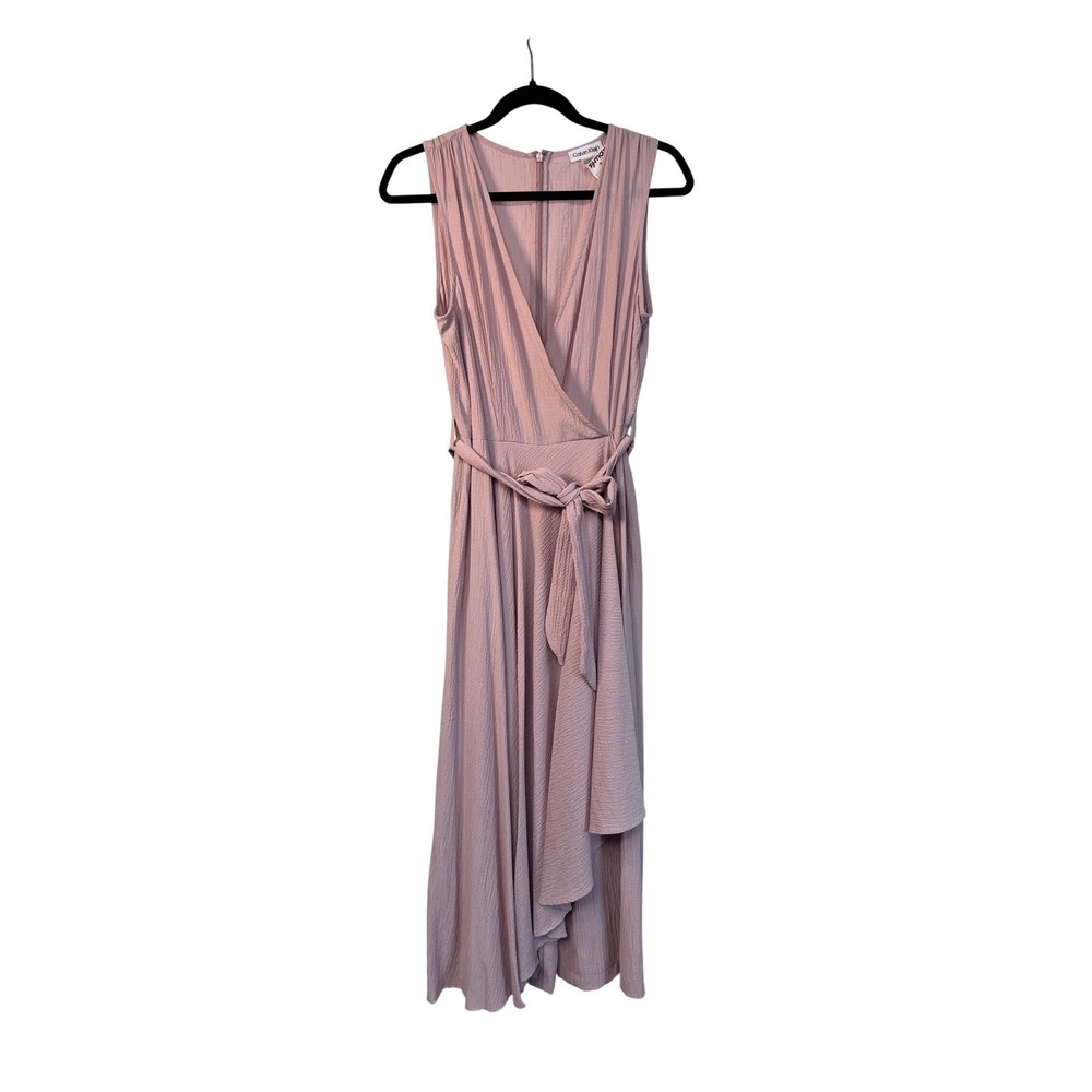 Calvin Klein Wide Leg Mock Wrap Jumpsuit Women sz 8 Blush Pink - Picture 3 of 9